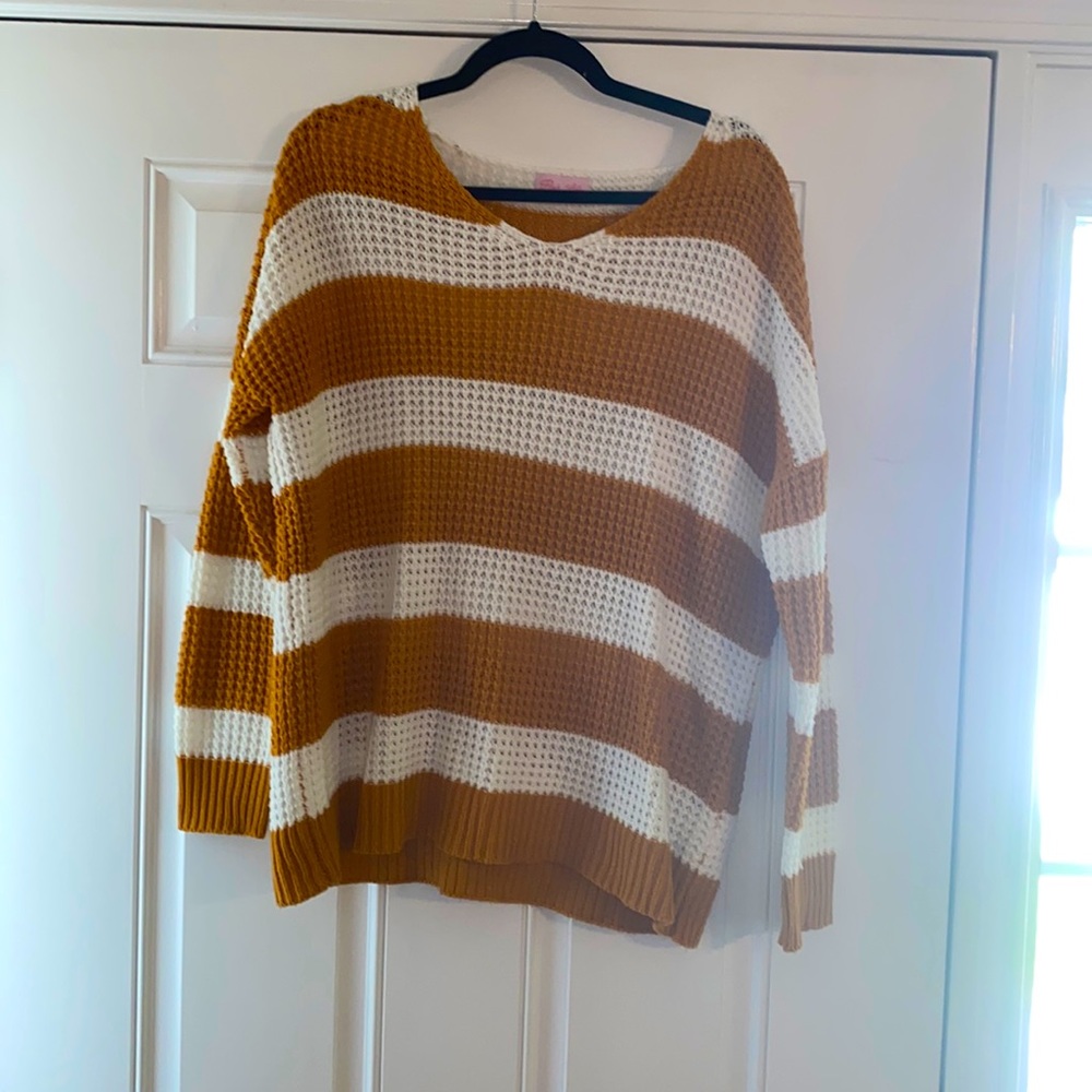 Size: Medium - Rust/White Striped Sweater - Brand: Pink Lily